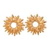 Exaggerated Fashionable Gold Color and Silver Color Pleated Hollowed-out Round Sunflower Stud Earrings for Women Korean Jewelry