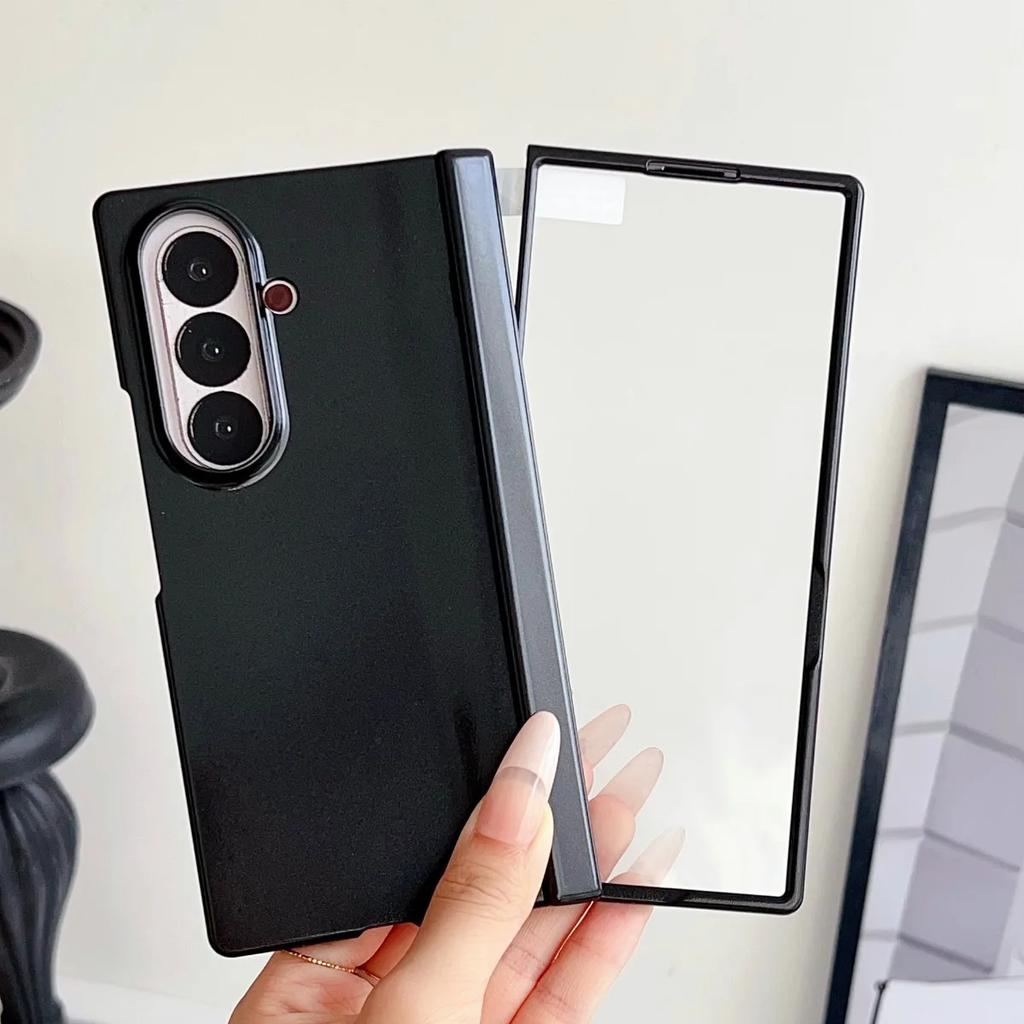 Matte Hinge Protective Phone Case for Samsung Galaxy Z Fold 7 6 5 4 3 with Tempered Glass Screen Protector and Back Cover