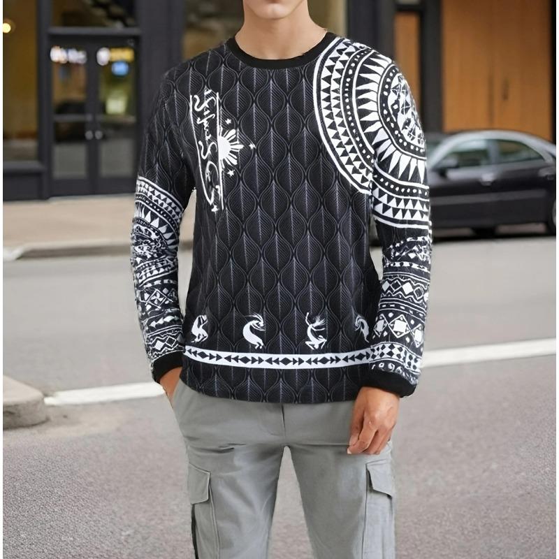Fashion Pattern Printed T-shirt for Men and Women in Spring and Autumn Casual Outdoor Long Sleeved T-shirt Top Street Clothing