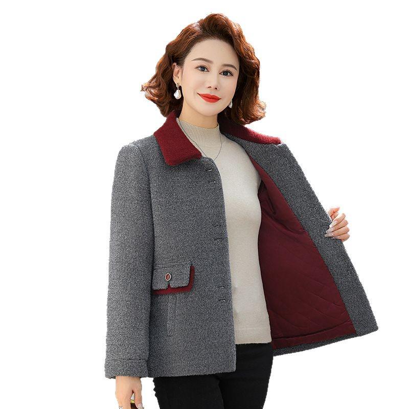 Mom's Quilted Woolen Coat: Petite Faux Mink Velvet for Middle-Aged & Elderly Women's Fall & Winter Clothing