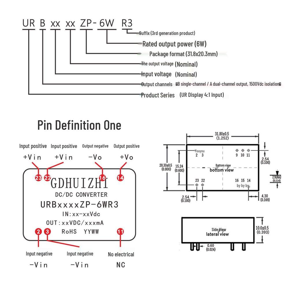 URB2405ZP-6WR3: 24V to 5V Regulated Isolated DC-DC Power Module
