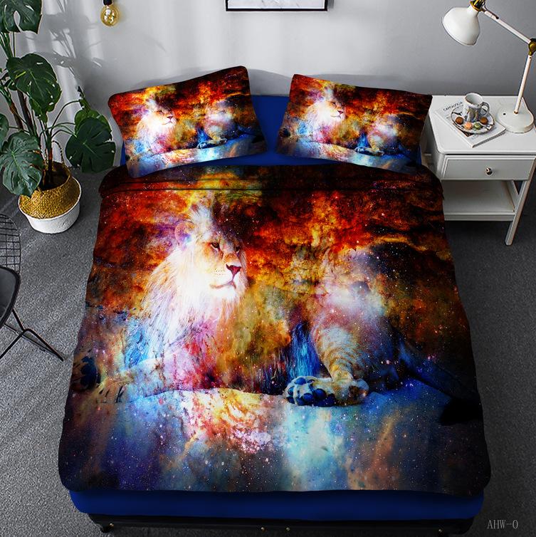 Luxury Family Bedding Set Bedroom Quilt Cover and Pillowcase Men's Bedding Tiger Print Quilt Cover Bedroom Bedding King Bed