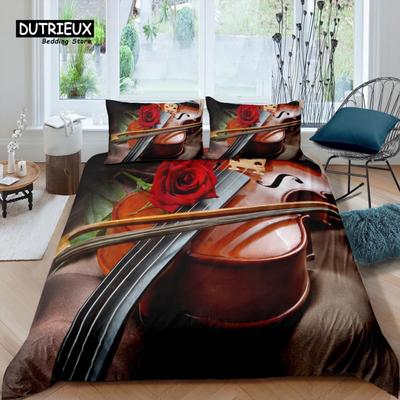 Home Living Luxus 3D Cello Bettwäscheset Bettbezugset Kissenbezug Kinderbettwäscheset Queen und King EU/US/AU/UK Größe