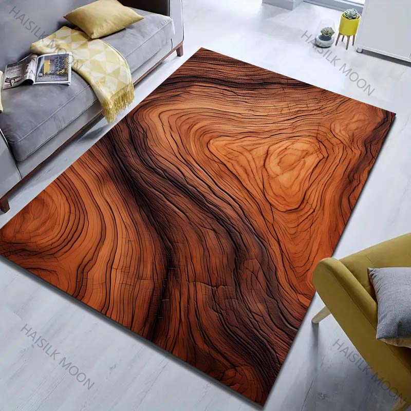 Soft Wood Grain Printing Carpet for Bedroom Living Room Bedside Sofa Floor Mat Modern Home Decor Space Area Rug Large Size