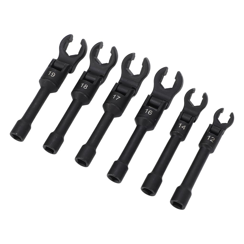 6PCS Crows Foot Wrench Set 1 2 Inch and 3 8 Inch Drives Metric 180 degrees Flexible Head Crowfoot Flare Nut Wrench Set