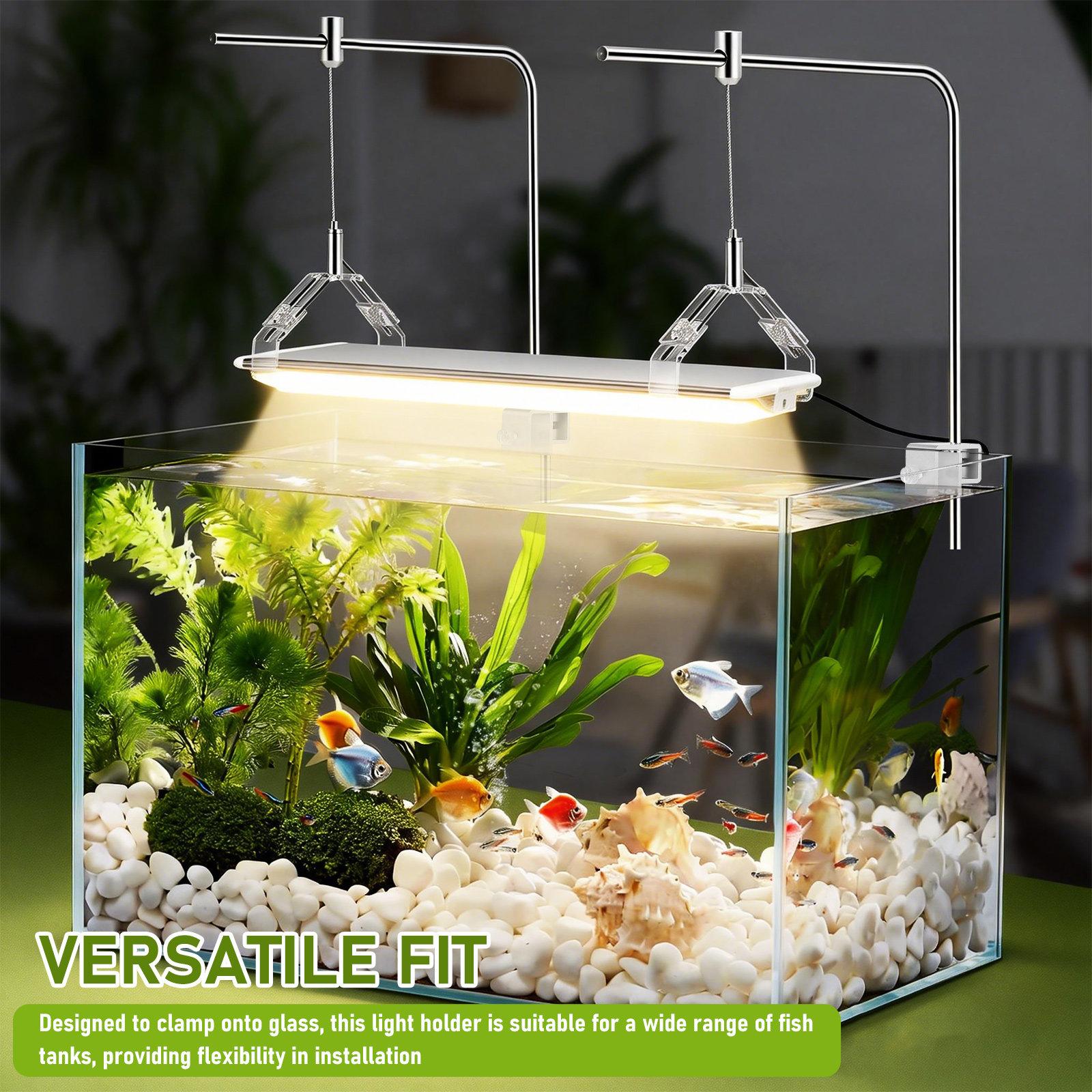 

2Pcs Adjustable Fish Tank Light Bracket Aluminum Alloy Aquarium Lighting Holder Freshwater Saltwater Easy Installation AU Plug