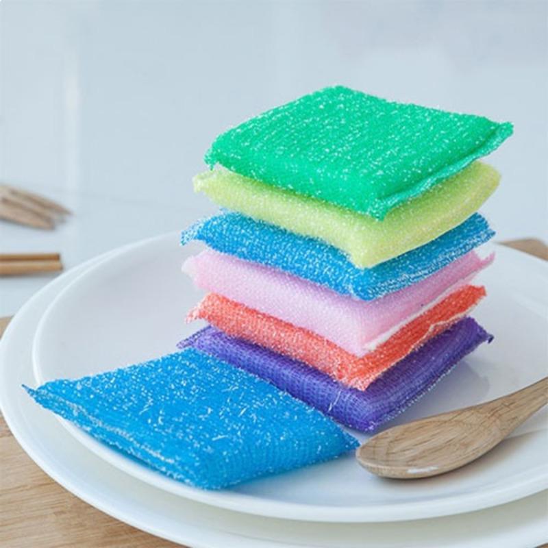 Zestaw 4 kolorowych magicznych gąbek czyszczących do szorowania, kuchennych, nieprzywierających, do usuwania tłuszczu, trwałych narzędzi i artykułów do czyszczenia domu