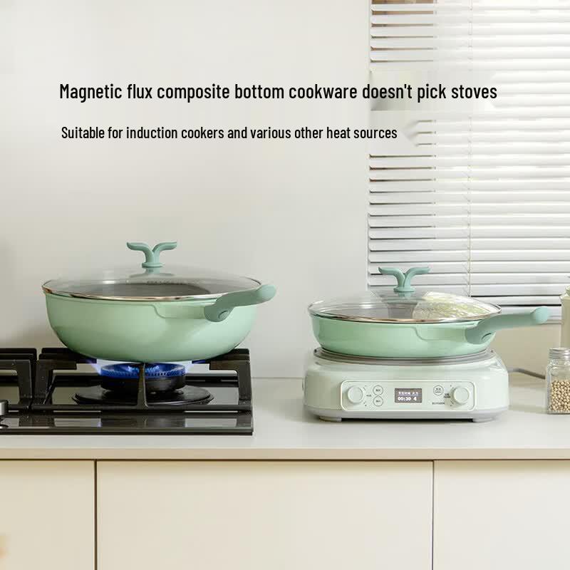 Buydeem Light Color 30cm Ceramic Non-stick Wok