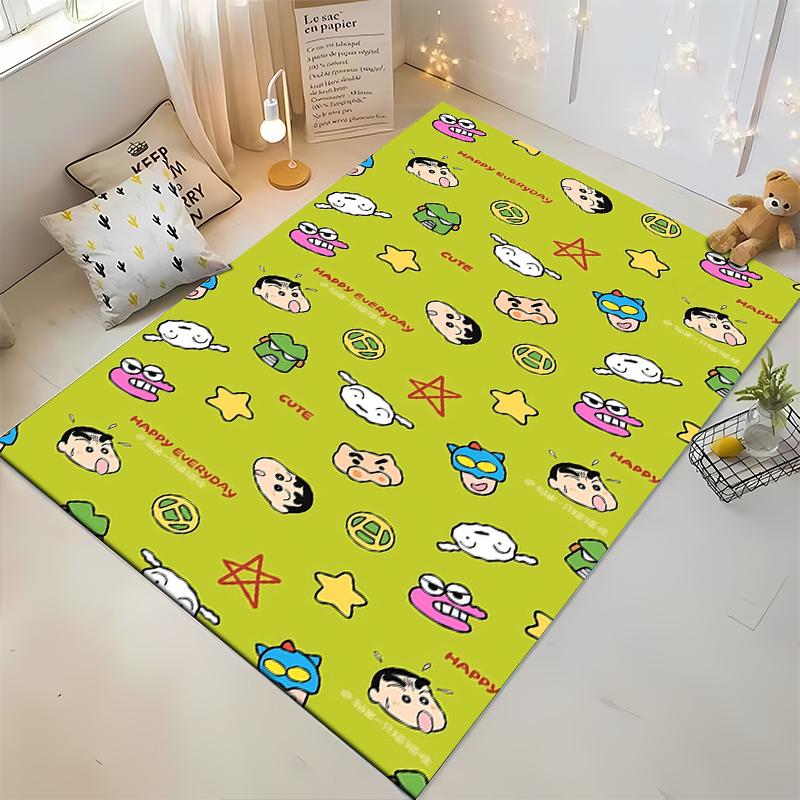 Cute Cartoon Pattern Green Rug Design - Non-slip Rug Suitable for Living Room and Bedroom Sofas.