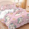 Unicorn Kids Bedding Set 3Pcs Duvet Cover & Pillowcases Bed Linen For Girls Fantasy Children'S Bed Cover Set Soft & Cute