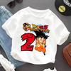 Dragon Ball Goku T-shirt for Children Birthday Figure Tee Top White Clothing Fashion Base Round Neck Cartoon Clothes Kids Gift