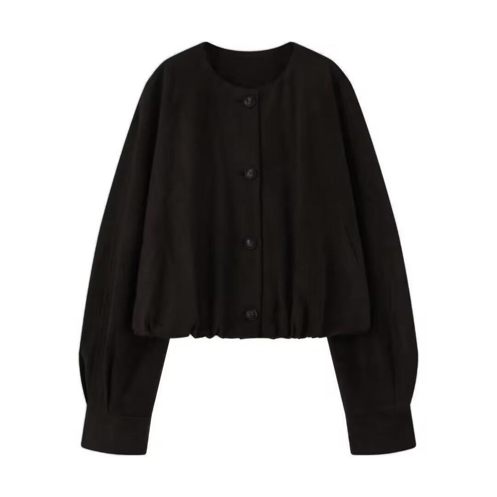 Ladies' Fashionable Short Sleeved Button Up Jacket Jacket