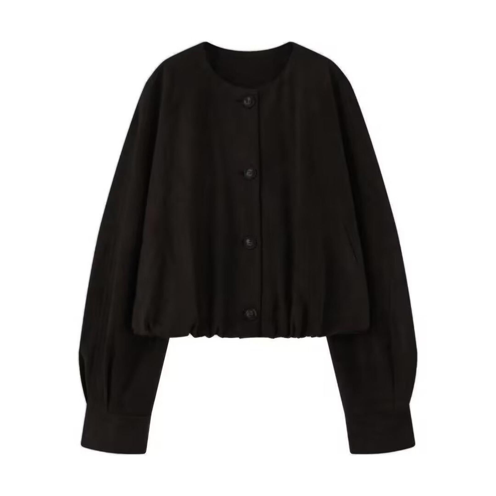 

Женская модная куртка с короткими рукавами на пуговицах L чёрный