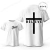 Believe Cross Jesus Creative Fashion Men's T-shirts Christian Graphic Printed Tops Female Tshirts Casual Short Sleeved T-shirt