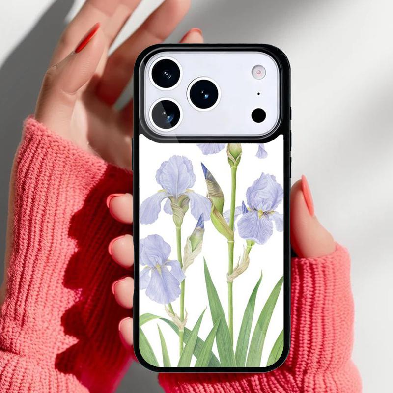 Blue Iris Flower Phone Case for iPhone 17 16 15 14 13 Pro Max Back Cover for 12 11 Pro Coque