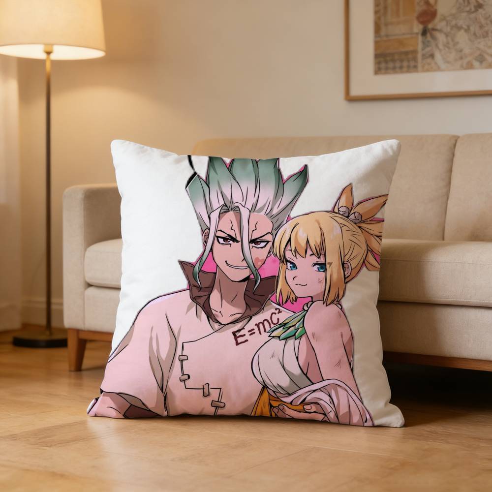 Anime D-Dr. Stone Pillow Case Pattern Printed Pillowcase For Living Room Sofa Cushion Cover