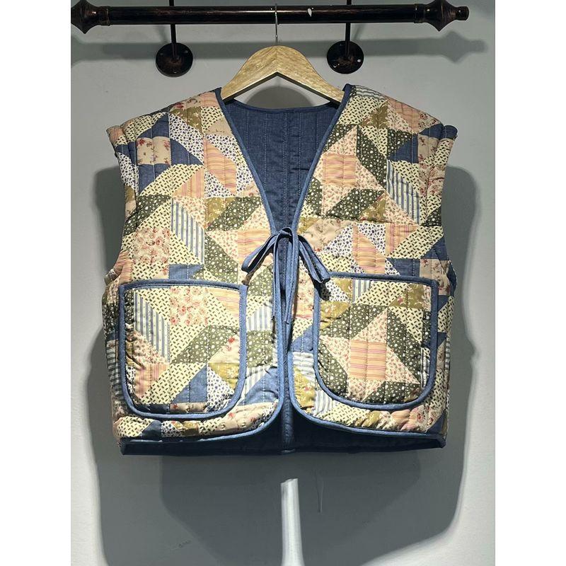 Vintage Patchwork Floral Thin Cotton Waistcoat Vest