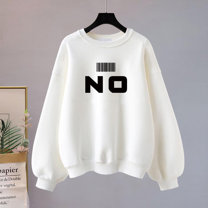 

Autumn and winter new Korean version of velvet thickened long-sleeved American high-end crew neck casual sweater women s clothing XXXXL