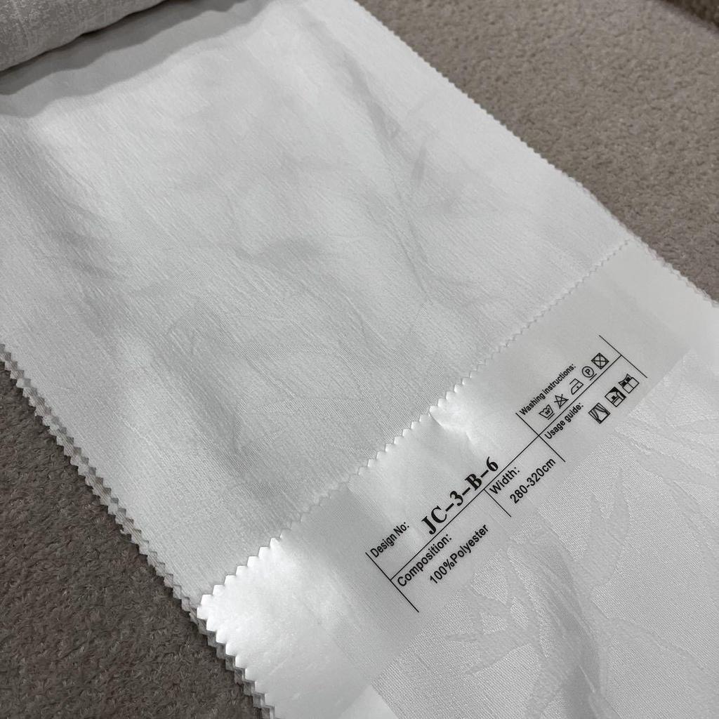 Cream Chenille Jacquard Wavy Sheer Curtains - High-End Translucent, Not See-Through, Ready-Made for Living Room, Korean Style