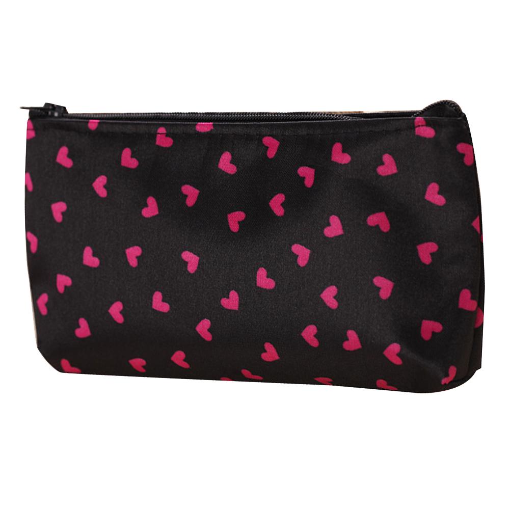 Yousheng Case Heart Dot Print Toiletry Wash Organizer Portable Travel Cosmetic Bag Makeup
