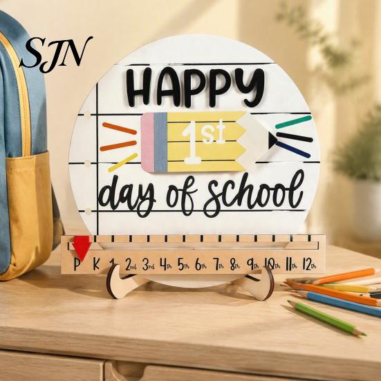 Educational Writing Board for Children First Day of School Chalkboard Sign, Reusable Wooden Milestone Board, Preschool Sign Back to