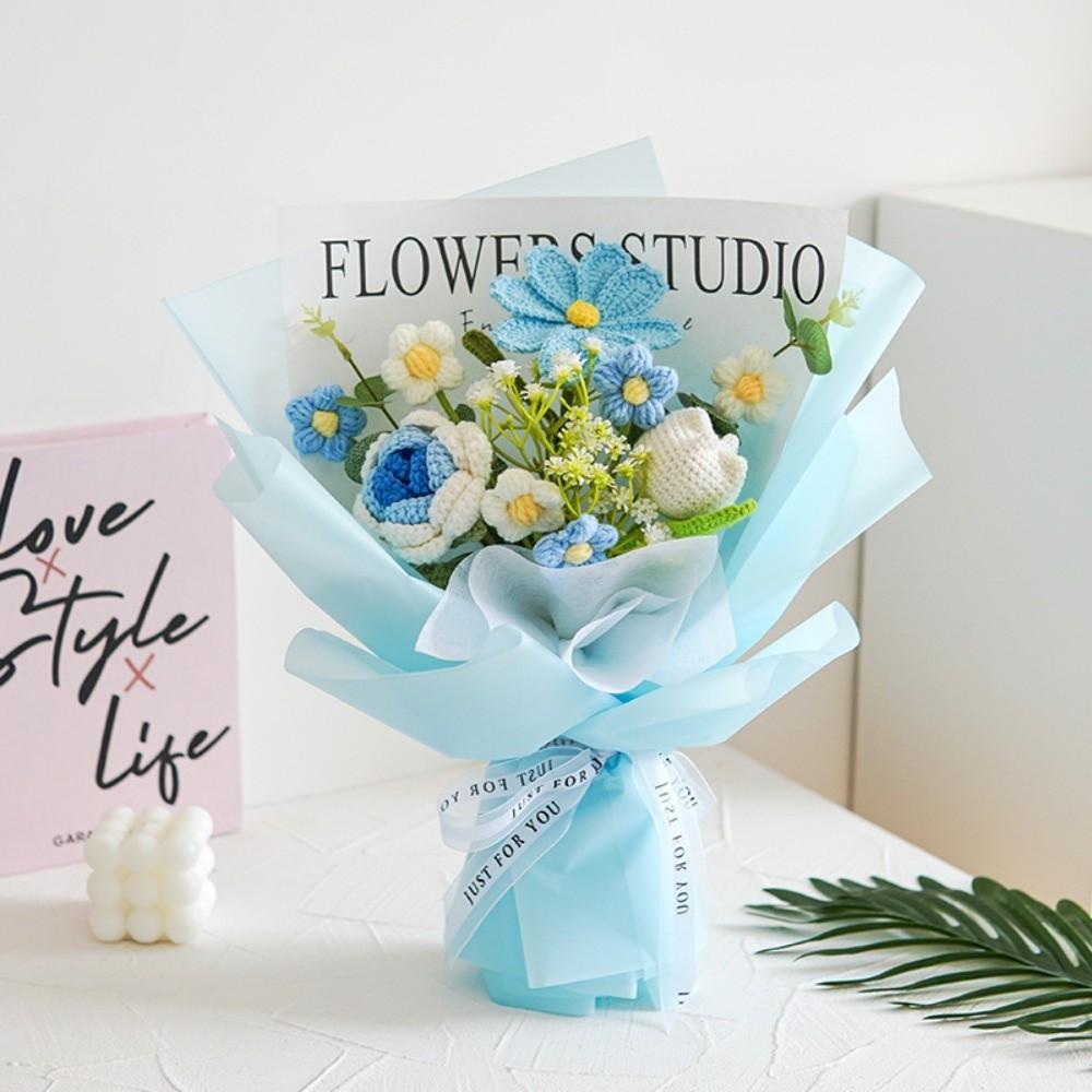 Handmade Gift Bouquet Roses Knitted Artificial Flowers New Knitted  Bouquets  Mother's Day