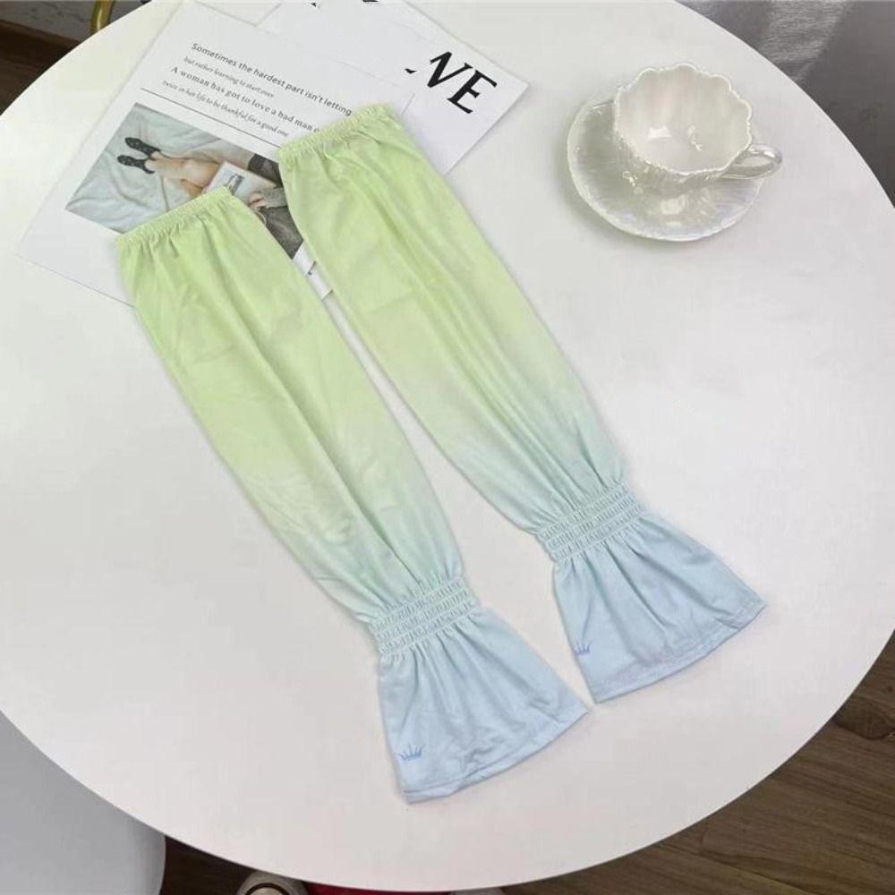 Gradient Long Ice Silk Sleeves Elastic Cycling Gloves Sun Protection Sunscreen Arm Covers  Outdoor