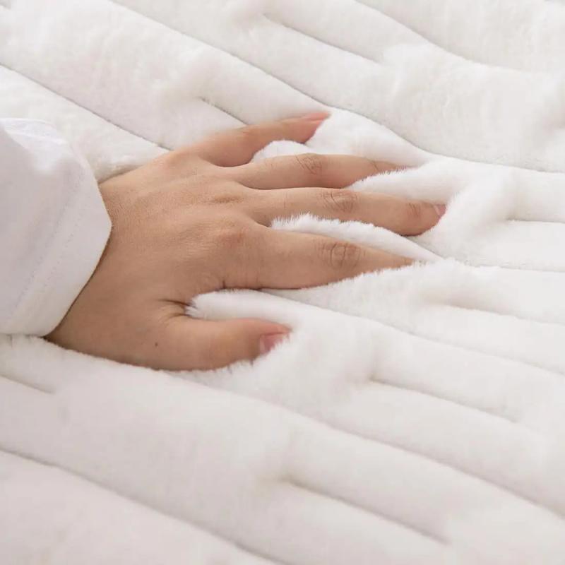 2pcs Set of Soft and Warm Striped Faux Fur Waist Pillow Covers, Cream Color Series, Fluffy Velvet Cushion Covers, Without Pillow Core