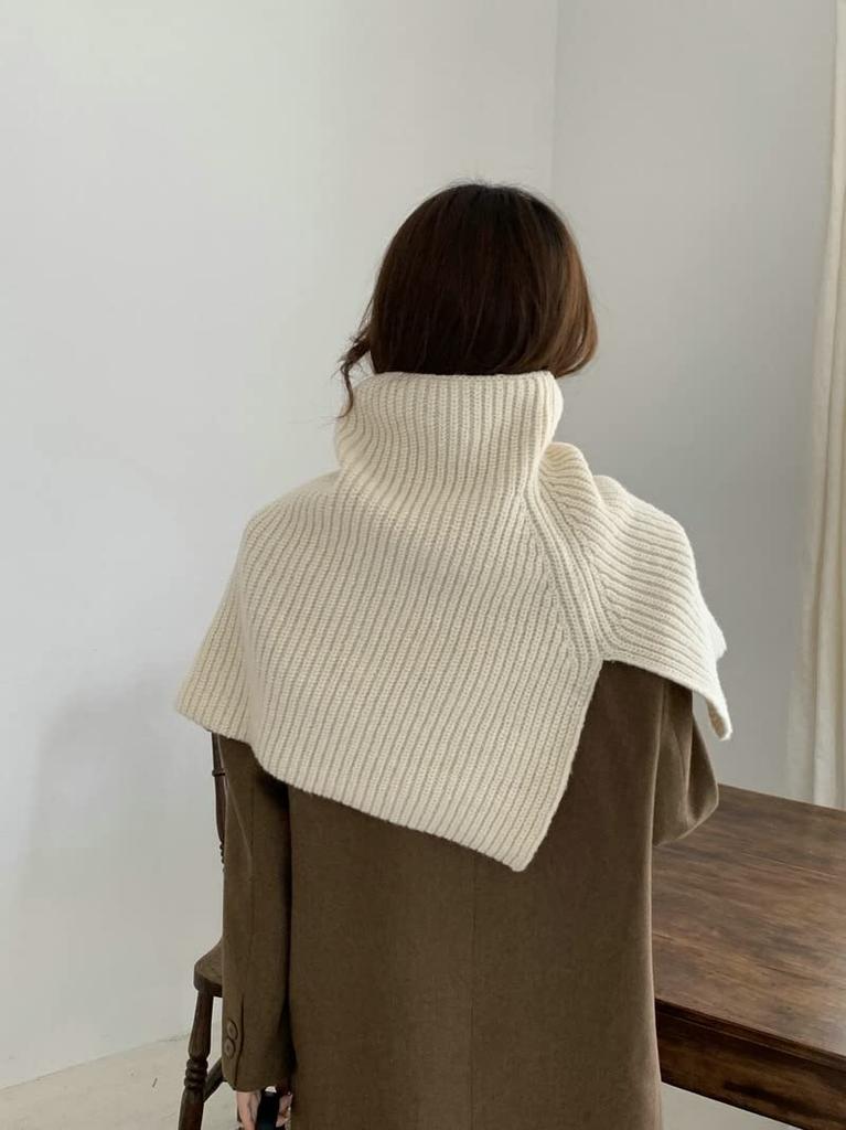 Gincci Ribbed Knit Scarf with High Neck and Detachable Trendy Detachable Cold Weather Stylish for Fall and Winter Women's Slit, Collar, Scarf, Snood,