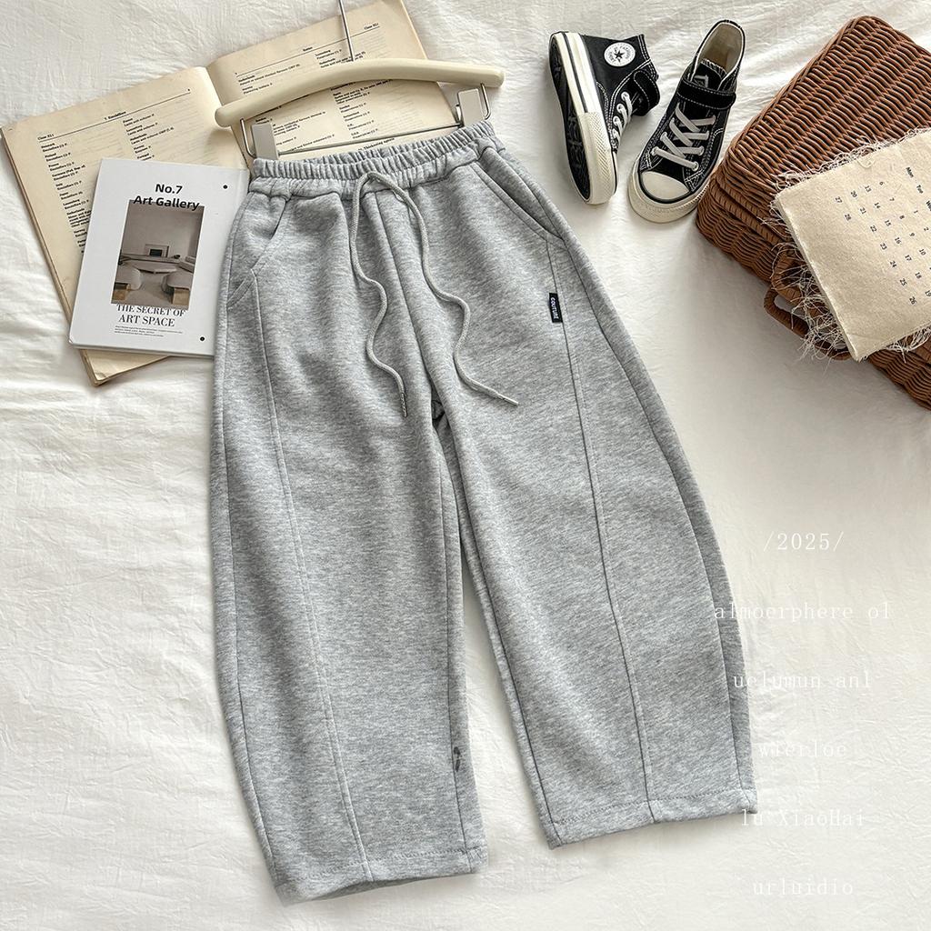 Stylish Korean-Style Cotton Sweatpants for Kids Curved-Leg Pants for Older Boys and Girls (Fall)
