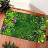 Üppiger Gras- und Blütenprint Fußmatte Waschbar Weich Türvorleger für Küche Wohnzimmer Schlafzimmer Innenbereich Frühling Dekoration Bodenmatte