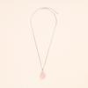 [KOAI] Teardrop Rose Quartz 925 Silver Chain Teardrop Water Droplet Love Fulfillment Lucky Charm Pendant Necklace for Women