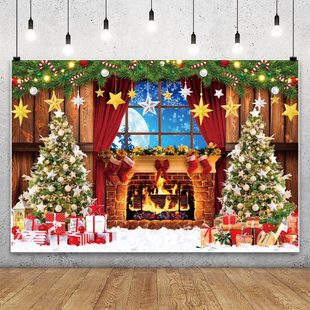 Winter Snowflake Christmas Photography Backdrop Decor Xmas Pine Tree Snowman Glitter Merry Christmas Party Photo Background Prop