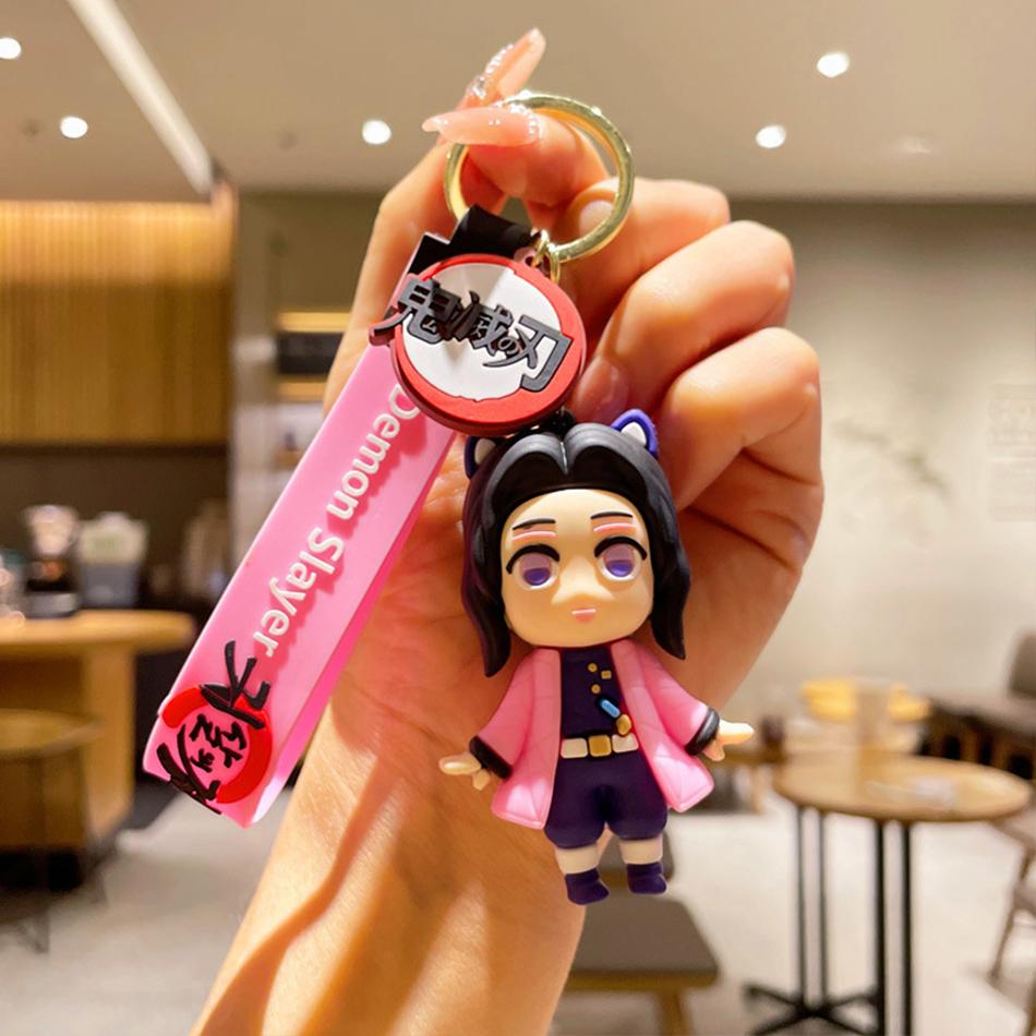 Anime Demon Slayer Kimetsu No Yaiba Bambola Lama dello Spettro Portachiavi Personaggi Carini Ciondolo per Borsa Portachiavi per Chiavi Auto Anello Giocattolo Regalo per Fan