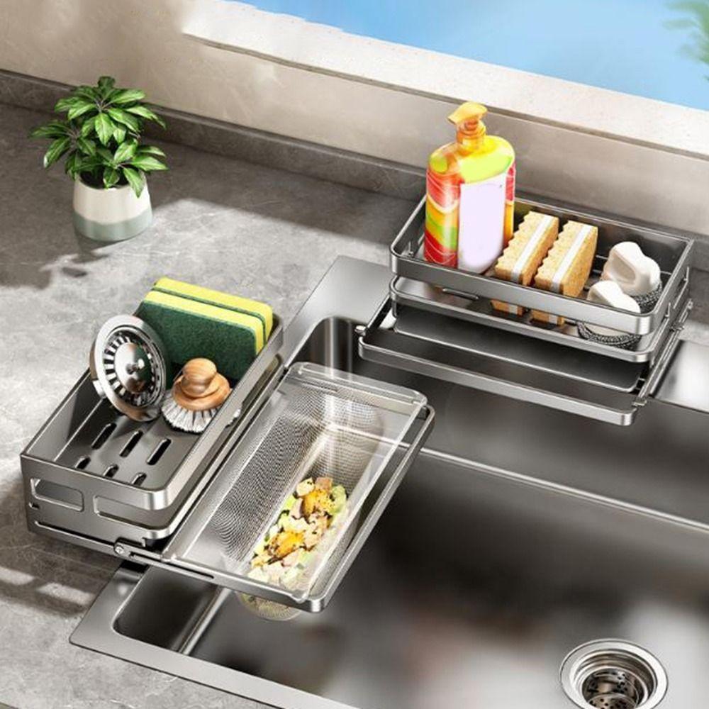 Large Capacity Self-Draining Sink Shelf Moisture-proof Soap Sponge Holder Bathroom