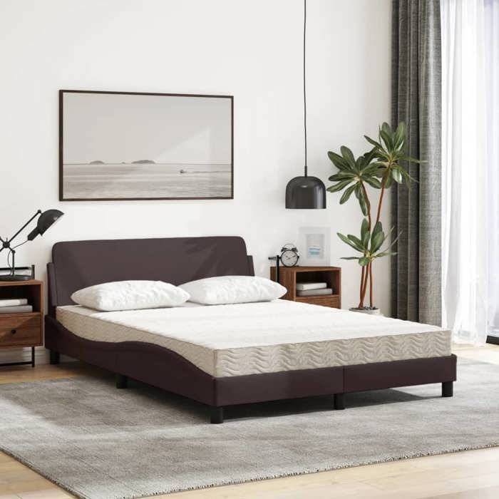 VidaXL Bed with Mattress Dark Brown 120x200 Cm Fabric 3208367
