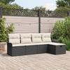 VidaXL 5-Piece Garden Sofa Set with Cushions Black Synthetic Rattan 3358856