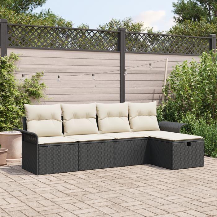 VidaXL Ensemble de canapés de jardin 5 pièces avec coussins Noir Rotin synthétique 3358856