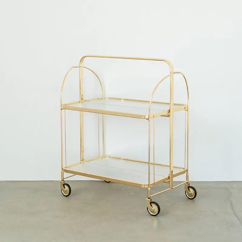 Luxury kitchen cart glass rack removable Nordic furniture multi-layer rack storage rack side cabinet stainless steel
