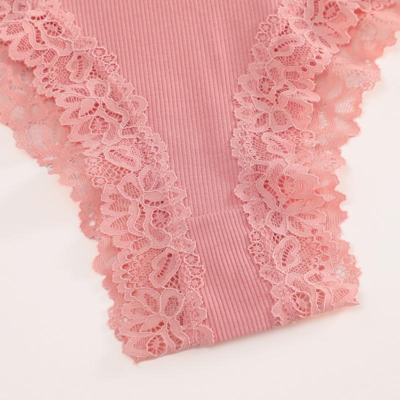 Women‘s Cotton Fabric Panties Sexy Lace Trim High Waist Underwear Solid Color Breathable Bikini Briefs Female Sexy Lingerie New
