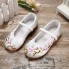 Soft Sole Floral Embroidery Satin Shoes Wear Resistant Hanfu Shoes Ballet Shoes  For Girl Women