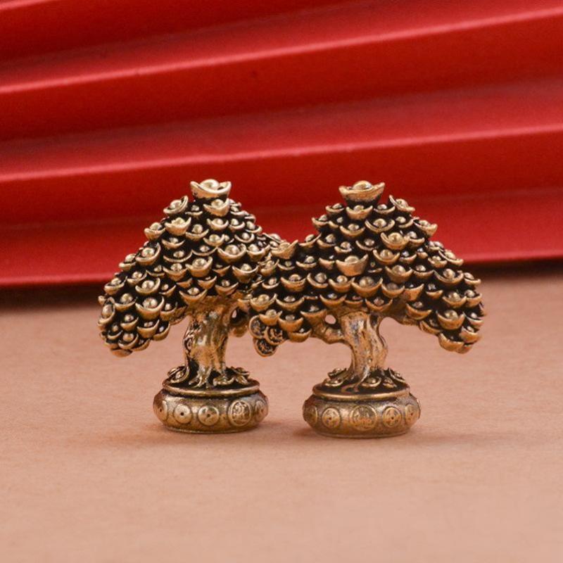 Brass Fortune Tree Ornaments Potted Tree Ingot Tree Retro Brass Ornaments Living Room Office Desktop Sculpture