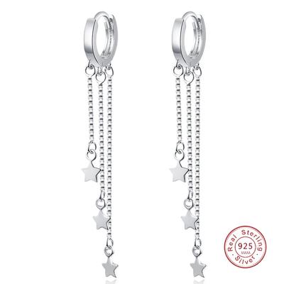 New Fashion Cubic Zircon Star Earrings Charms Tassels  Sterling Silver Drop Earrings for Women Women Girls Circle