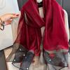 Elegant Thin Silk Scarf Bow Lace Scarf Wraps Fashion Embroidery Scarf  Spring