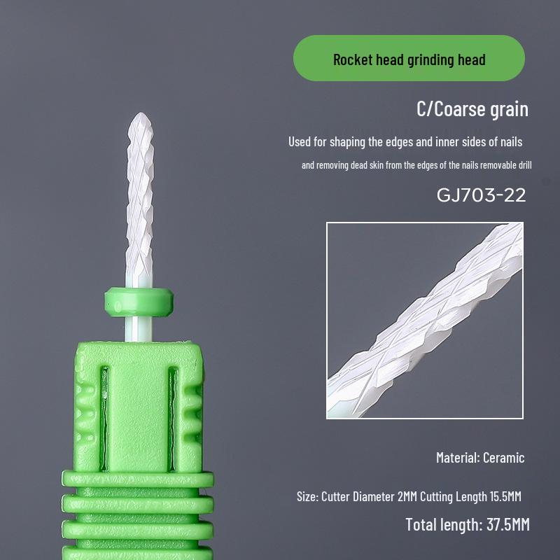Ceramic Nail Art Grinding Head for Nail and Dead Skin Removal - Non-Heating Replacement Drill Bit.