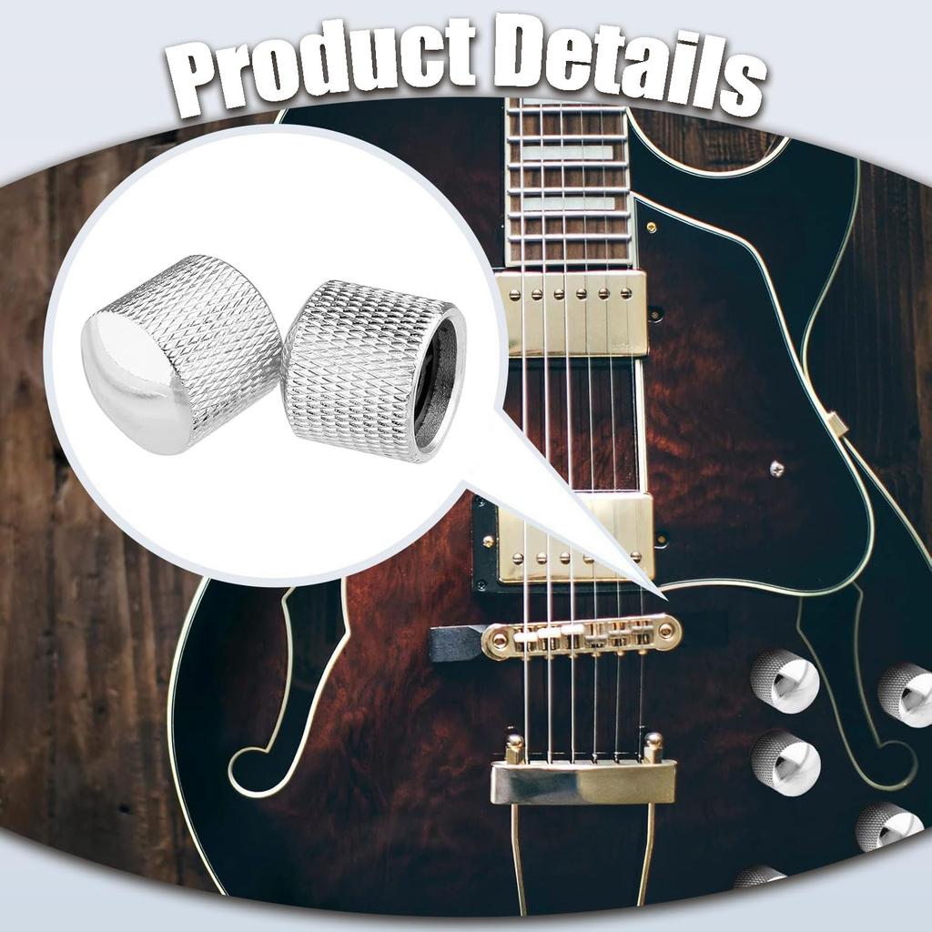 LvYiLinggg Guitar Volume Set of Chrome Silver Control Tone for Electric Guitars and Basses Knobs, 2, Metal, Knobs, & Volume,