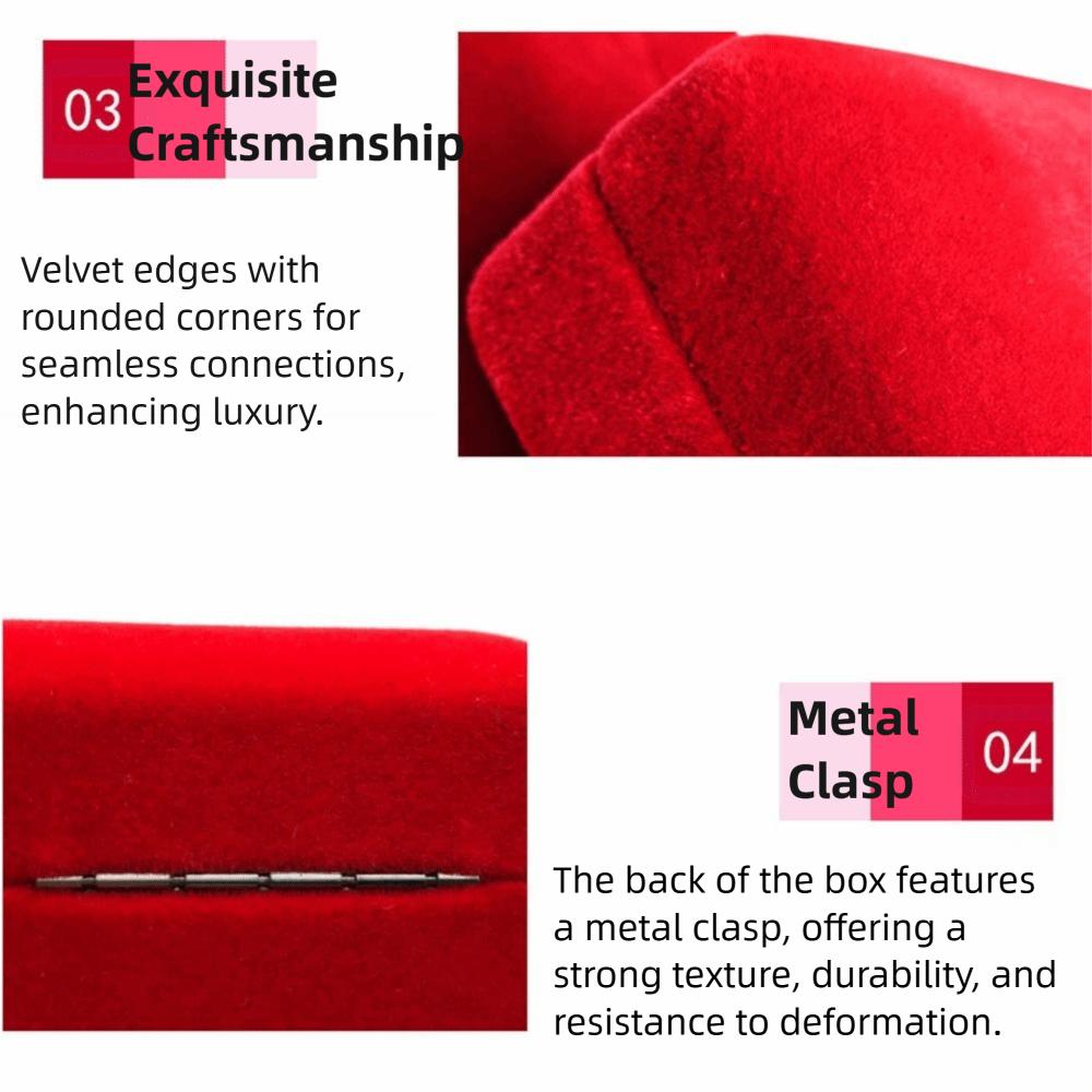 Velvet Ring Holder Case Square Shape LED Light Ring Display Case Birthday Gift