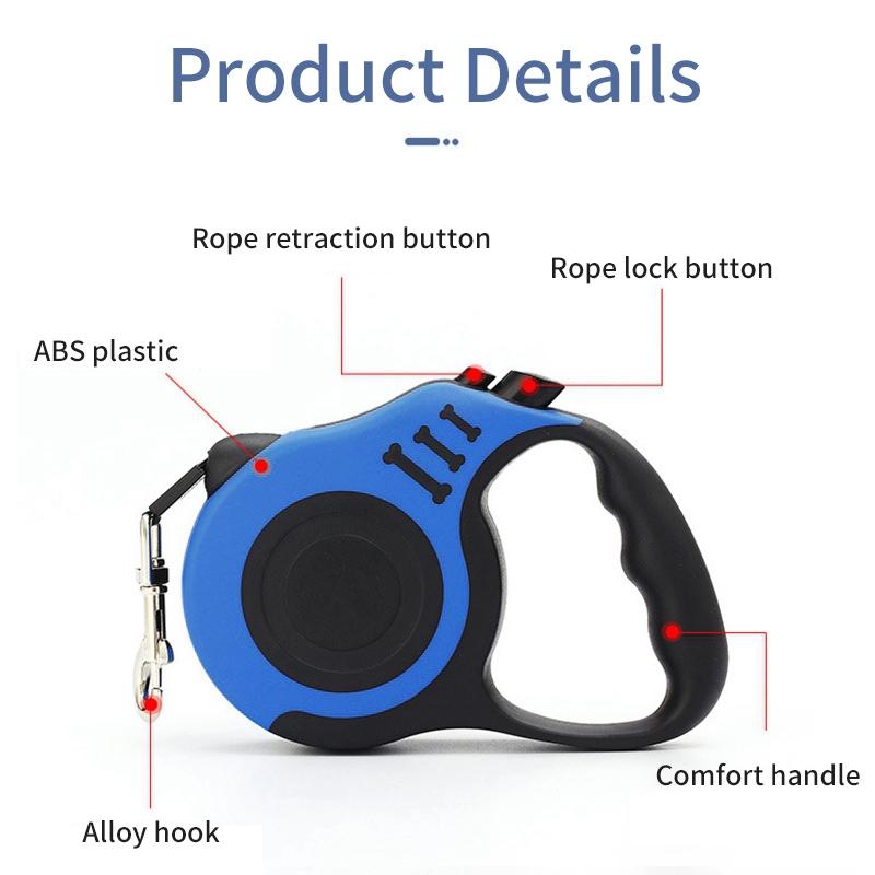 5m Long Strong Pet Leash For Large Dogs Durable Nylon Retractable Dog Walking Leash Leads Automatic Extending Dog Leash Rope