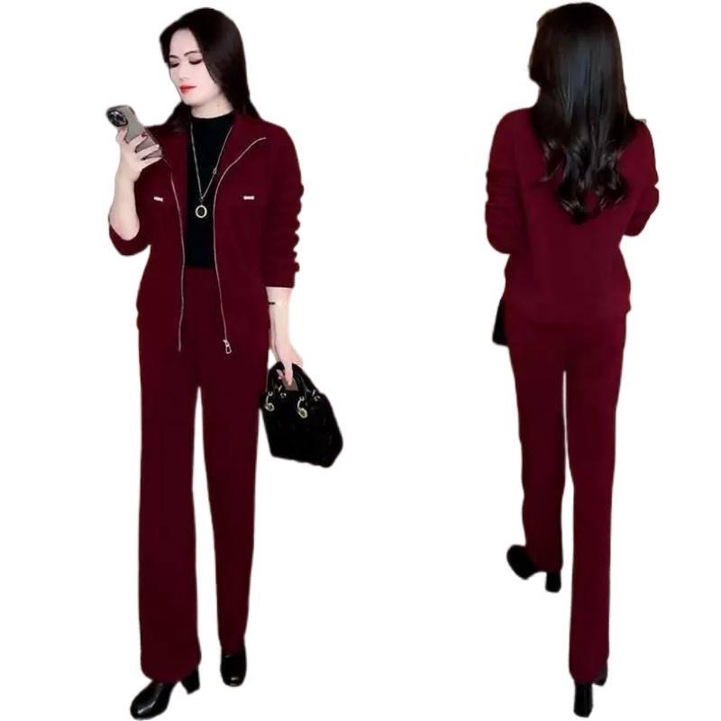 Velvet Mother's Wear 2026 Autumn/Winter Stylish Casual Loose Two-Piece Slimming Set for Middle-Aged Women