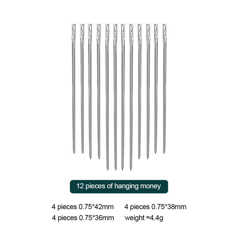 

12 шт. набор игл для ручного шитья для дома, большие иглы, ушко для ушка, бесплатная перфорация, держатель для хранения игл из нержавеющей стали, швейный инструмент